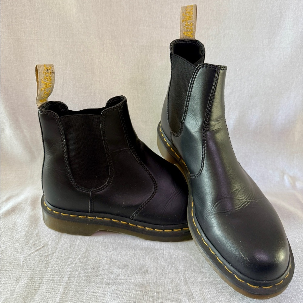 Dr. Martens Black Boots with Yellow Accents Size 10 M